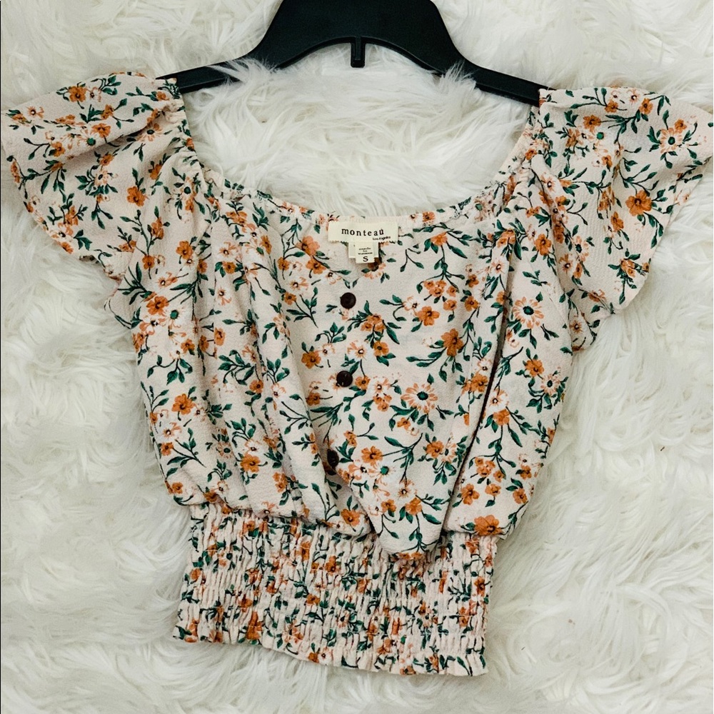Off the shoulder floral crop top
